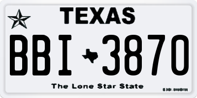 TX license plate BBI3870