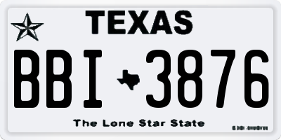 TX license plate BBI3876