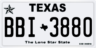 TX license plate BBI3880