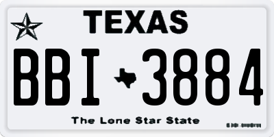 TX license plate BBI3884