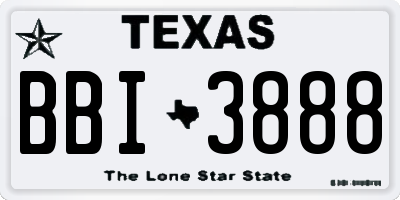 TX license plate BBI3888