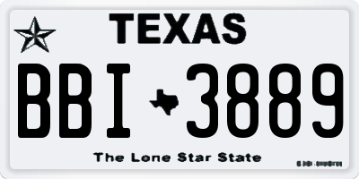 TX license plate BBI3889