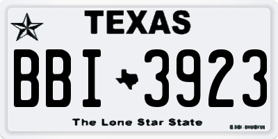 TX license plate BBI3923