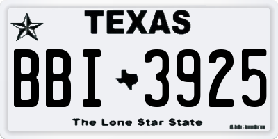 TX license plate BBI3925