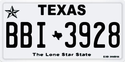 TX license plate BBI3928