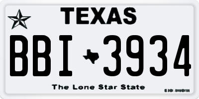 TX license plate BBI3934