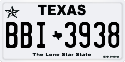 TX license plate BBI3938