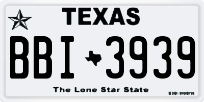 TX license plate BBI3939