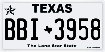 TX license plate BBI3958