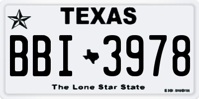TX license plate BBI3978
