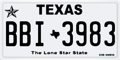 TX license plate BBI3983