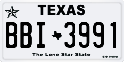 TX license plate BBI3991