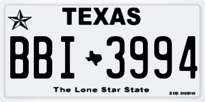 TX license plate BBI3994
