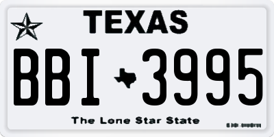 TX license plate BBI3995