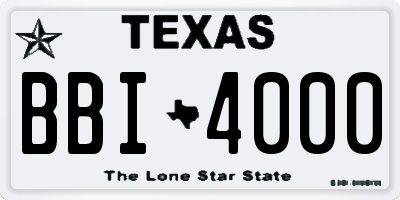 TX license plate BBI4000