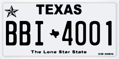 TX license plate BBI4001