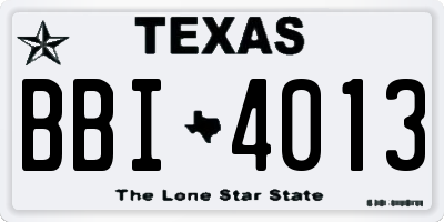 TX license plate BBI4013