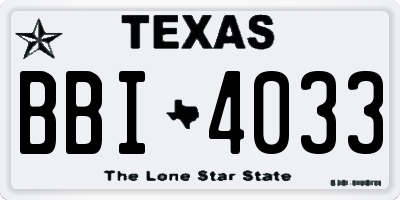 TX license plate BBI4033
