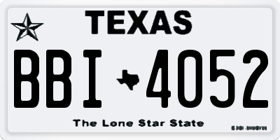 TX license plate BBI4052