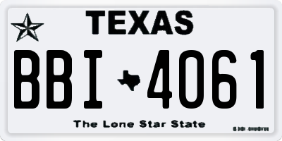 TX license plate BBI4061