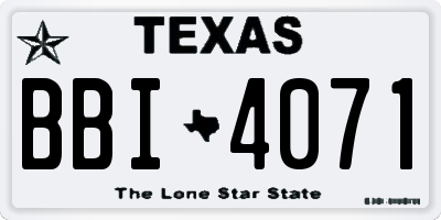 TX license plate BBI4071