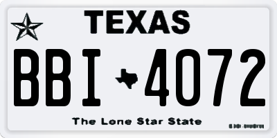 TX license plate BBI4072