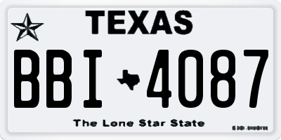 TX license plate BBI4087