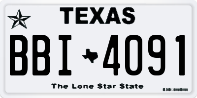 TX license plate BBI4091