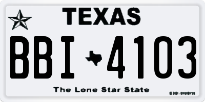 TX license plate BBI4103