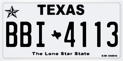TX license plate BBI4113
