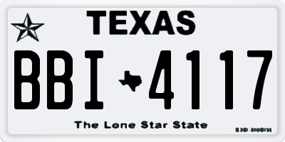 TX license plate BBI4117
