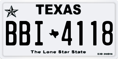 TX license plate BBI4118