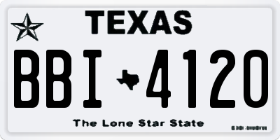 TX license plate BBI4120