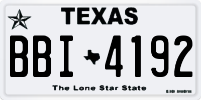 TX license plate BBI4192