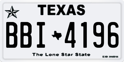 TX license plate BBI4196