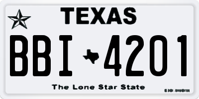 TX license plate BBI4201