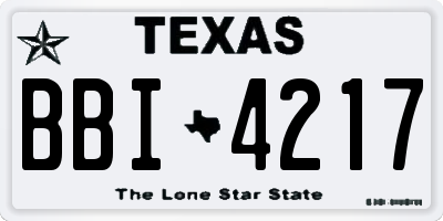 TX license plate BBI4217