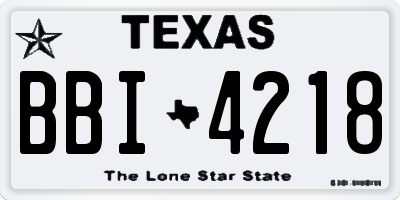 TX license plate BBI4218