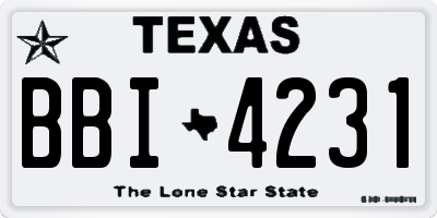 TX license plate BBI4231