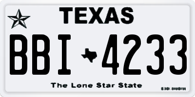 TX license plate BBI4233