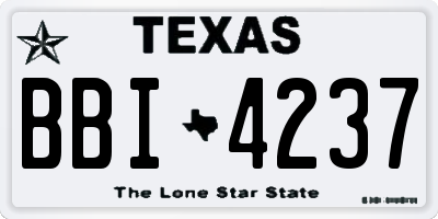 TX license plate BBI4237