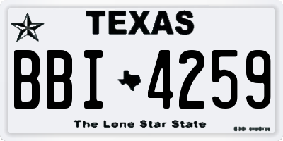TX license plate BBI4259