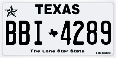 TX license plate BBI4289