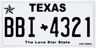 TX license plate BBI4321