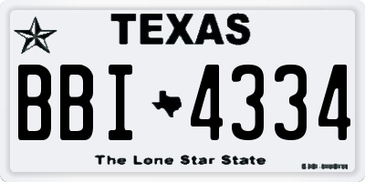 TX license plate BBI4334