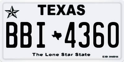TX license plate BBI4360