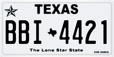 TX license plate BBI4421