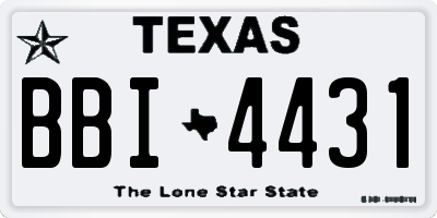 TX license plate BBI4431