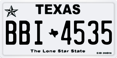 TX license plate BBI4535
