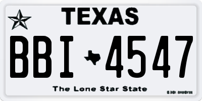 TX license plate BBI4547